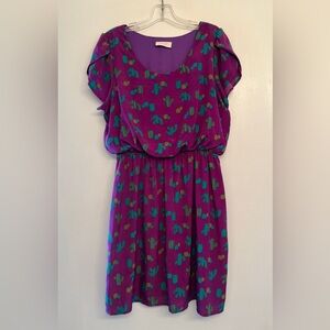 ModCloth Peach Love purple dress with a cactus print size XL